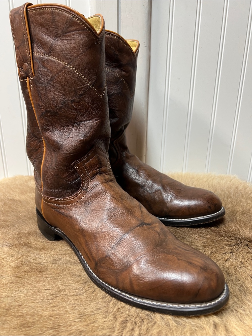 Justin Marbled Roper Western Cowboy Boots 8 3163